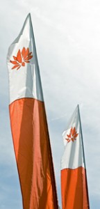 Orange-and-white Lotus flags