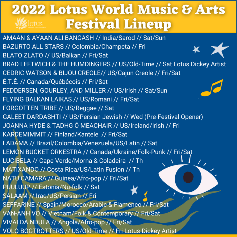 Announcing the 29th Annual Lotus World Music & Arts Festival Lineup